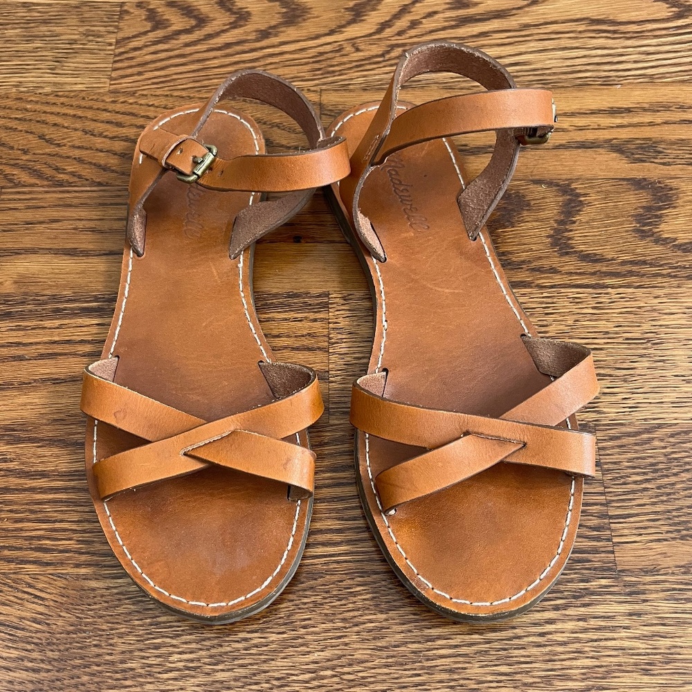 Madewell saddle brown leather sandals, size 7.5